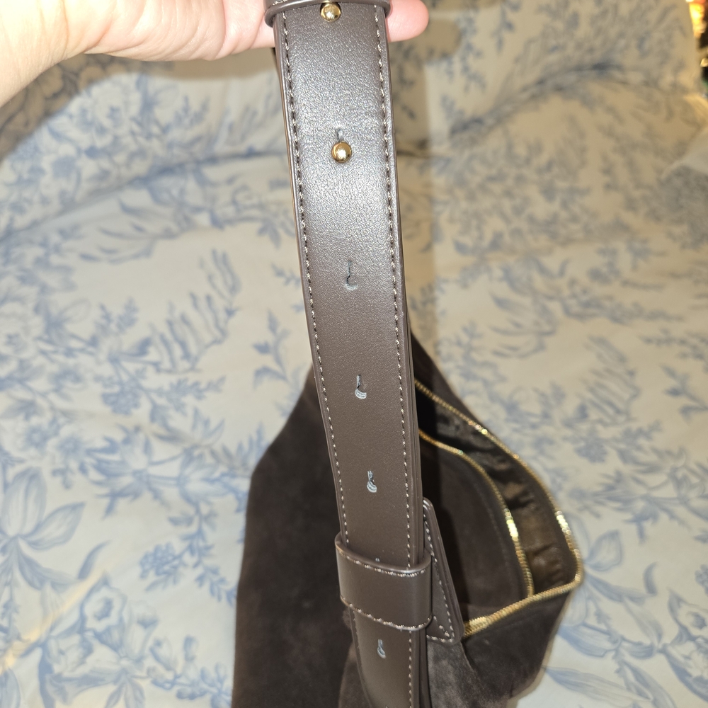 Dark Brown Suede Shoulder Bag - Picture 3 of 7
